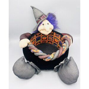 Vintage Halloween Witch Candy Basket Kids of America Plush Trick Or Treat Bowl